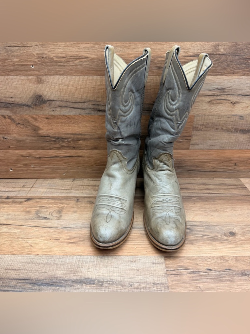 Texas Vintage Two Tone Gray Men's Size 9 Western Cowboy Boots Classic Gray - Picture 3 of 10